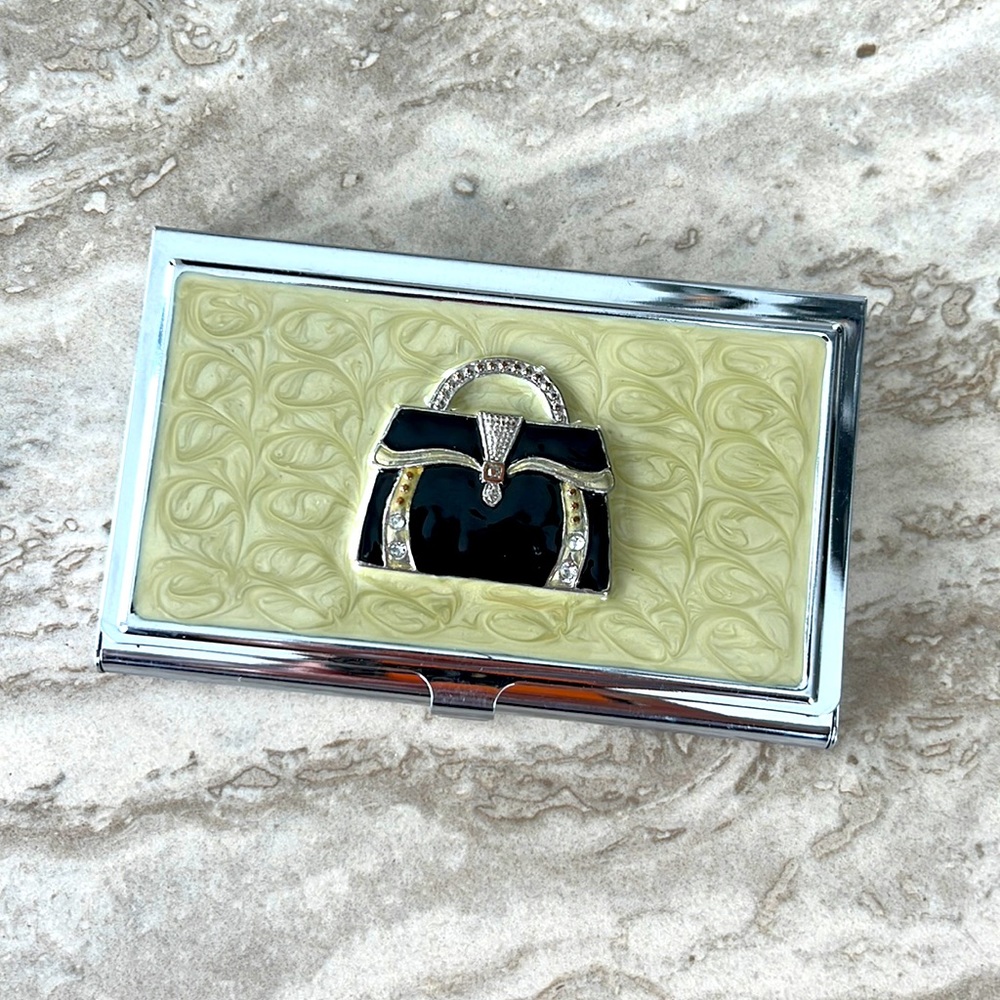 Metal business card holder
